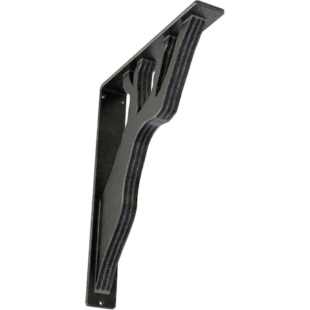 Ekena Millwork Damon Wrought Iron Bracket, (Triple center brace), Antiqued Pewter 2"W x 12"D x 15"H BKTM02X12X15TDAAPW